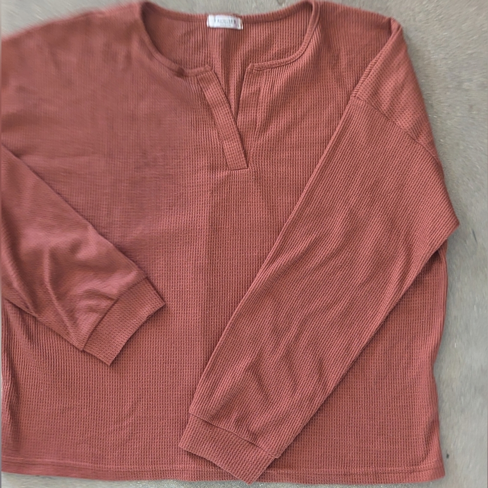 ❤️ Womens Waffle weave PJ set Amazon elastic waistband, pockets, long sleeve - Picture 2 of 5